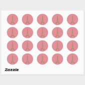 Sticker Rond Tour Eiffel Paris Rose & Or (Feuille)