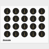 Sticker Rond Tour Eiffel parties scintillant dorée scintille su (Feuille)