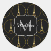 Sticker Rond Tour Eiffel parties scintillant or scintille Monog (Devant)