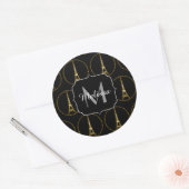 Sticker Rond Tour Eiffel parties scintillant or scintille Monog (Enveloppe)