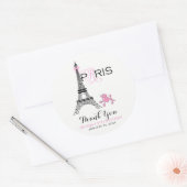 Sticker Rond Tour Eiffel Pink Bow Paris France Poodparty (Enveloppe)