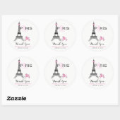 Sticker Rond Tour Eiffel Pink Bow Paris France Poodparty (Feuille)