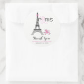 Sticker Rond Tour Eiffel Pink Bow Paris France Poodparty (Sac)