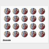 Sticker Rond Tour Eiffel, Robe Rouge, Allons-y (Feuille)