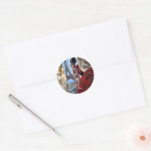 Sticker Rond Tour Eiffel, Robe Rouge, Allons-y (Enveloppe)