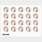 Sticker Rond Tour Eiffel Rose rouge (Feuille)
