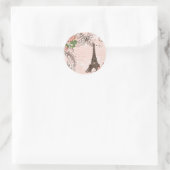 Sticker Rond Tour Eiffel Rose rouge (Sac)