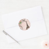 Sticker Rond Tour Eiffel Rose rouge (Enveloppe)