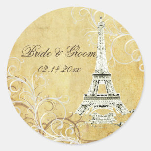 Sticker Rond TOUR EIFFEL vintage/ÉQUIPES DE VANILLA