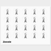STICKER ROND TOUR ET COEURS EIFFEL PARIS JE T'AIME IMPRIMER (Feuille)