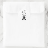 STICKER ROND TOUR ET COEURS EIFFEL PARIS JE T'AIME IMPRIMER (Sac)