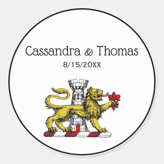 Sticker Rond Tour Lion Fleur de Lis Crest Emblem C (Devant)