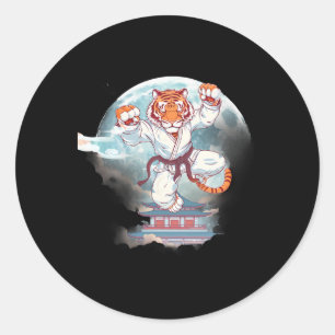 Sticker Rond Tour Pagode Kung Fu Tigre Lune Kick Mma Taekwondo