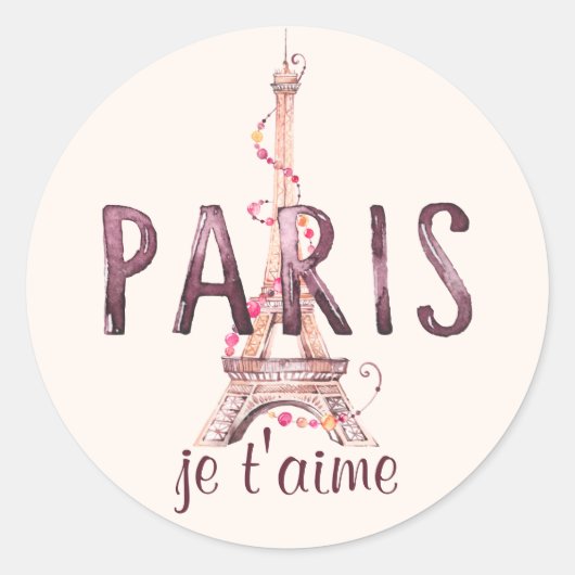 Sticker Rond Tour Paris/Eiffel Je T'Aime "Je t'aime" (Devant)