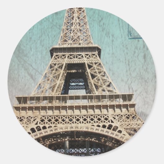 Sticker Rond Tour Postcard de Paris (Devant)