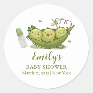 Sticker Rond Tourbe vert Sage Pea doux dans le Baby shower de p