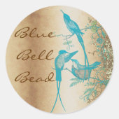 Sticker Rond Tourbillon de colibris d'or et de turquoise (Devant)