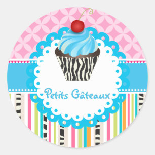 Sticker Rond Tourbillon de myrtille PixDezines cupcake / couleu