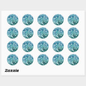 Sticker Rond Tourbillon et bulles bleu et turquoise (Feuille)