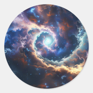 Sticker Rond Tourbillon mystique dans le ciel étoilé