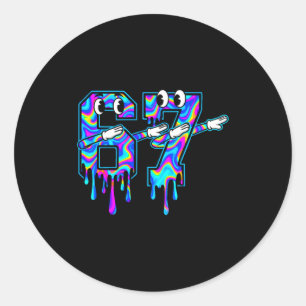 Sticker Rond Tourbillon Six Sept Dab Drip 6 7 Mème de Dabbing