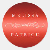 Sticker Rond Tourbillonnant Et Script Mariage Faux Red Foil (Devant)