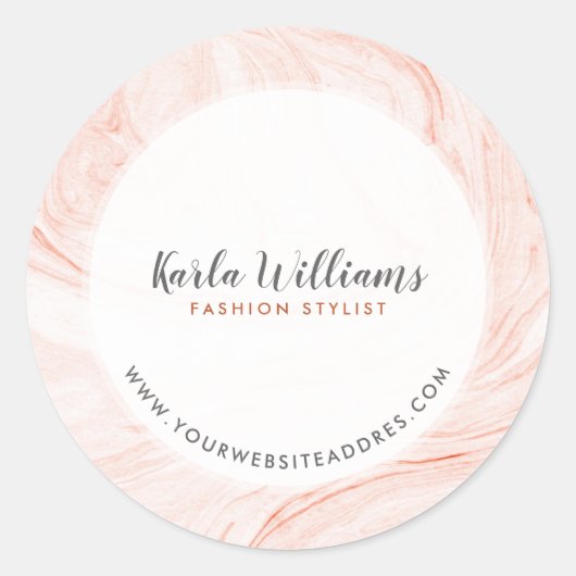 Sticker Rond Tourbillons à marbrures en or rose (Devant)