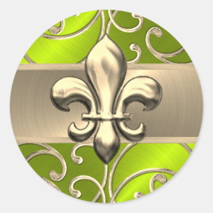 Sticker Rond Tourbillons de filigrane de chaux et d'or Fleur de