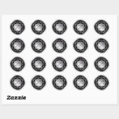 Sticker Rond Tourbillons noirs en argent 25e anniversaire Maria (Feuille)