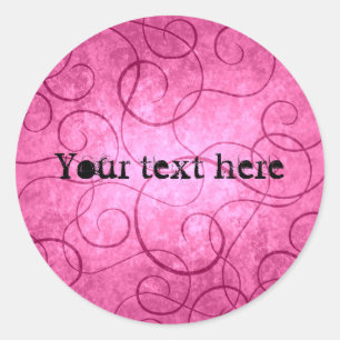 Sticker Rond Tourbillons roses