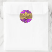 Sticker Rond Tourbillons violets et filés d'or Fleur de Lis (Sac)