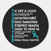 Sticker Rond Tourettes Signifiant Syndrome Turquoise De Tourett (Devant)
