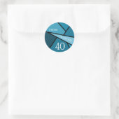 Sticker Rond Tourner 40 Turquoise géométrique Abstrait 40e anni (Sac)