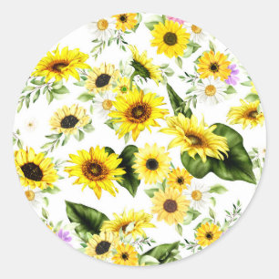 Sticker Rond Tournesol Aquarelle 7