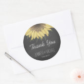 Sticker Rond Tournesol Chalkboard Russe Mariage Merci (Enveloppe)