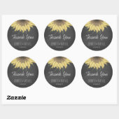 Sticker Rond Tournesol Chalkboard Russe Mariage Merci (Feuille)