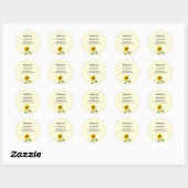 Sticker Rond Tournesol d'aquarelle avec Baby shower de papillon (Feuille)