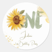 Sticker Rond Tournesol d'aquarelle premier anniversaire (Devant)