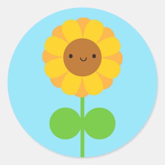 Sticker Rond Tournesol de Kawaii (Devant)