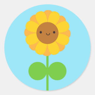 Sticker Rond Tournesol de Kawaii