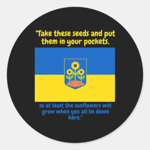 Sticker Rond Tournesol de soutien à l'Ukraine Pur Semer ces gra