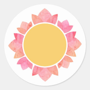 Sticker Rond Tournesol dégradé rose illusima jaune blanc