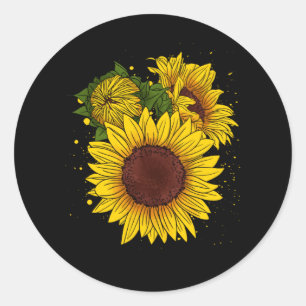 Sticker Rond Tournesol Dessin Jote Fleur Jardinage
