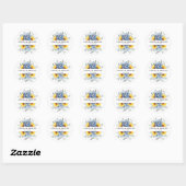 Sticker Rond Tournesol Dusty Blue Slate Peony Mariage floral (Feuille)