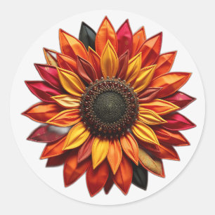 Sticker Rond Tournesol en écaille aux couleurs du coucher du so
