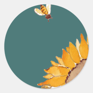 Sticker Rond Tournesol et abeille