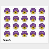 Sticker Rond Tournesol et Burlap violet (Feuille)