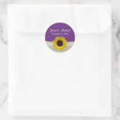 Sticker Rond Tournesol et Burlap violet (Sac)