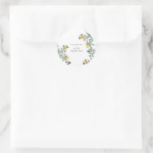 Sticker Rond Tournesol et Eucalyptus Noms Mariage Merci (Sac)
