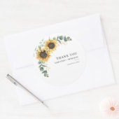 Sticker Rond Tournesol Eucalyptus Floral Mariage Merci (Enveloppe)